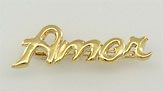 Broche folheado a ouro 18K escrito Amor